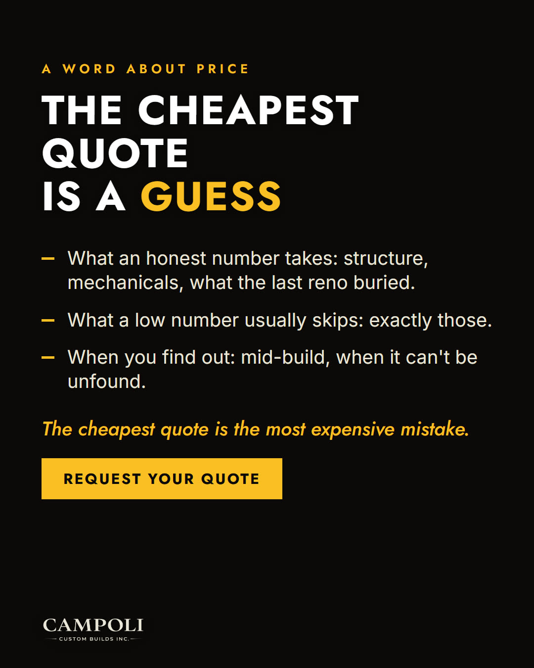 The cheapest quote is a guess